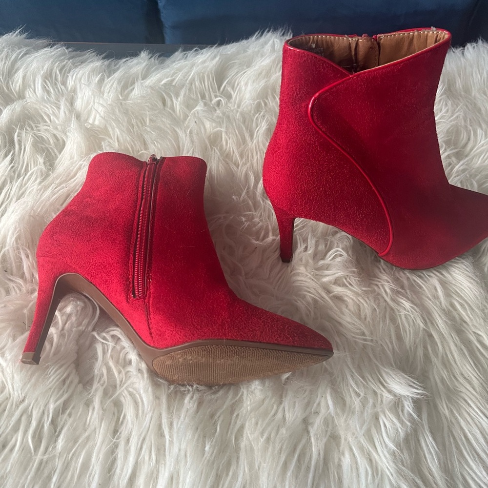 Vibrant Red Over the Knee Boots with Suede Finish